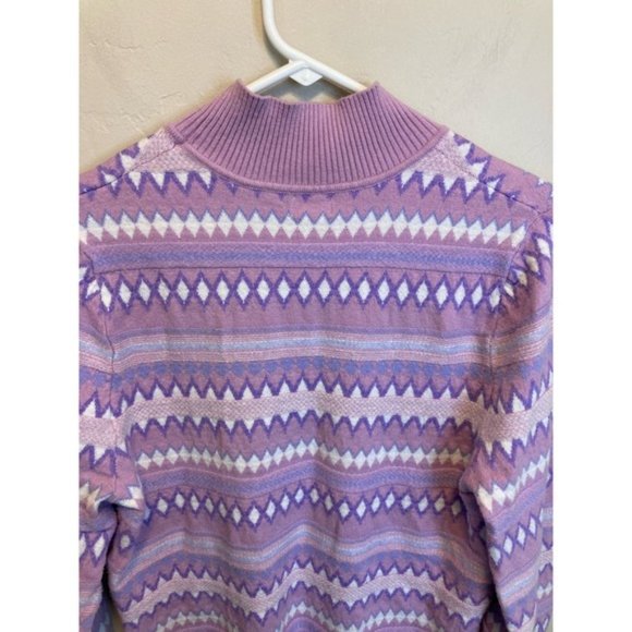 Aspen Mockneck Long Sleeve Lavender Fair Isle Print Cozy Sweater Size Large - Picture 9 of 10